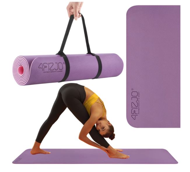 4Fizjo Sporta Vingrošanas paklājs jogas fitnesa pilates TPE 180x60x0.6cm, Violets-Rozā | Foam Fitness Yoga Exercise...