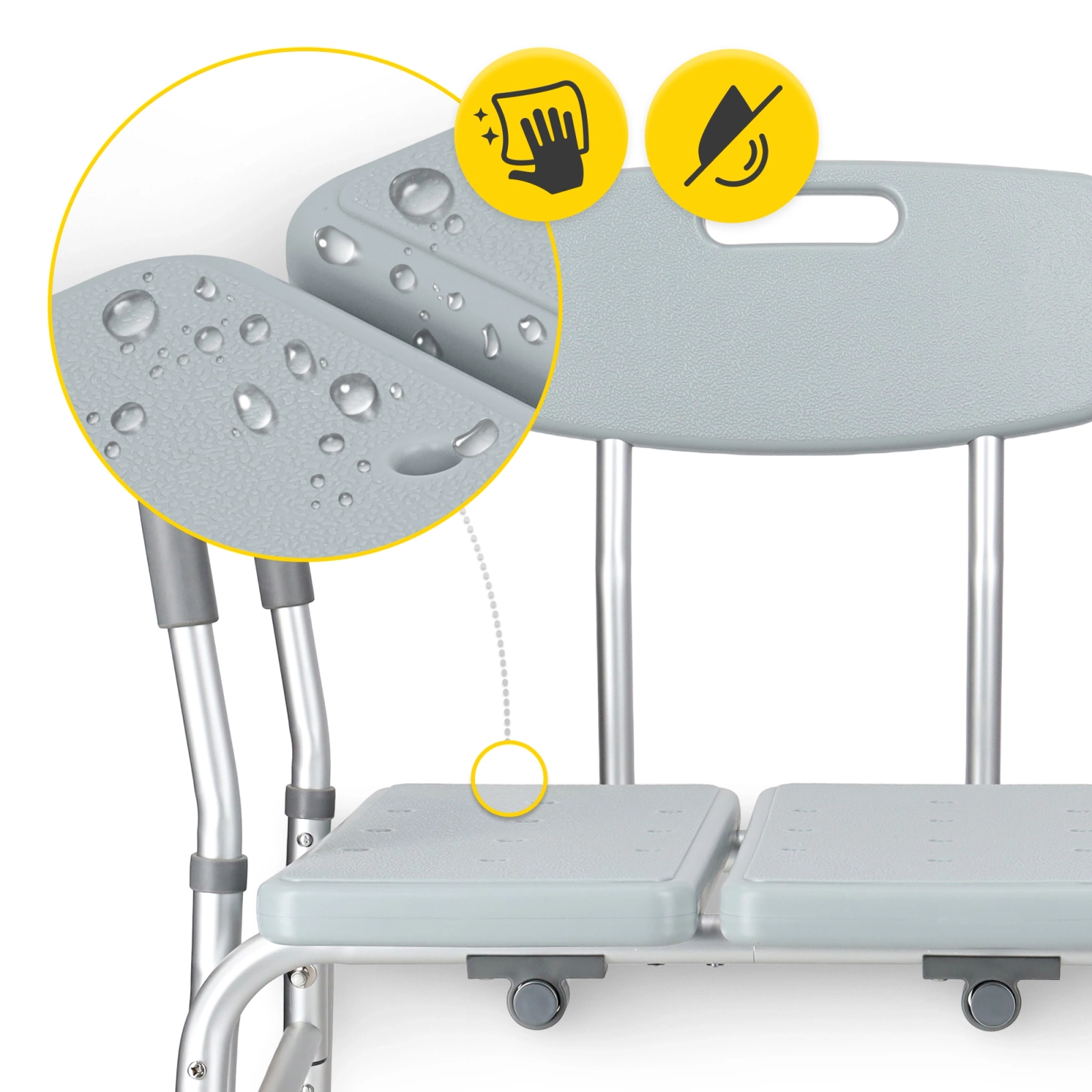 Vannas soliņš ar atzveltni 4FIZJO, regulējams dušas krēsls senioriem (0)