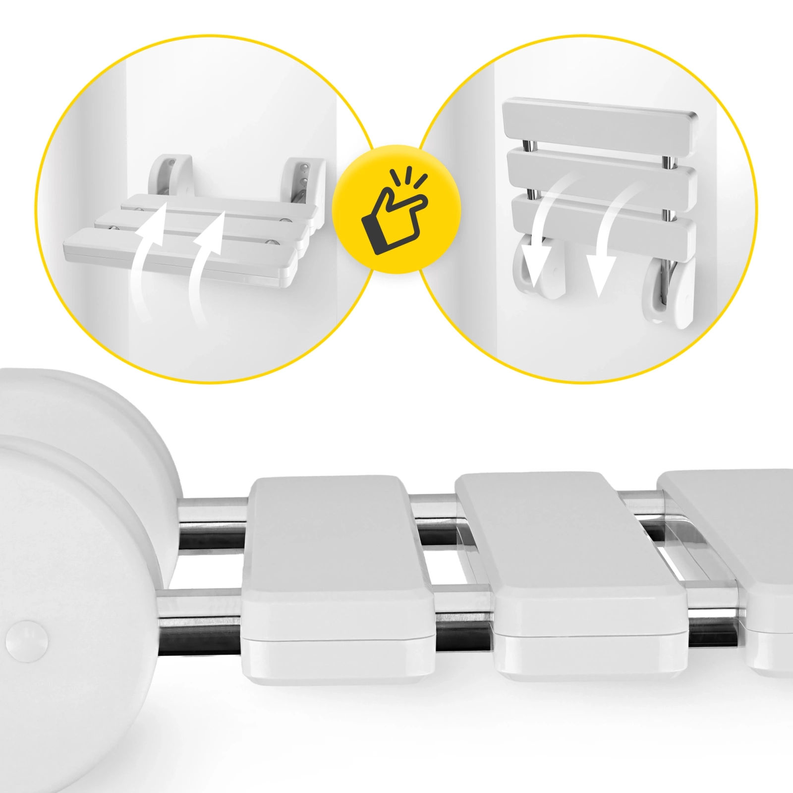 Saliekams sienas dušas sēdeklis 4FIZJO līdz 100 kg, balts (2)