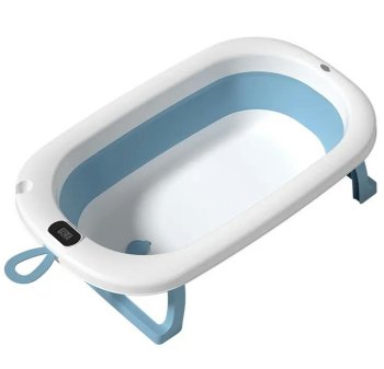 Saliekamā bērnu silikona vanniņa ar termometru 76x47х21cm, Zila | Foldable Child Bathtub