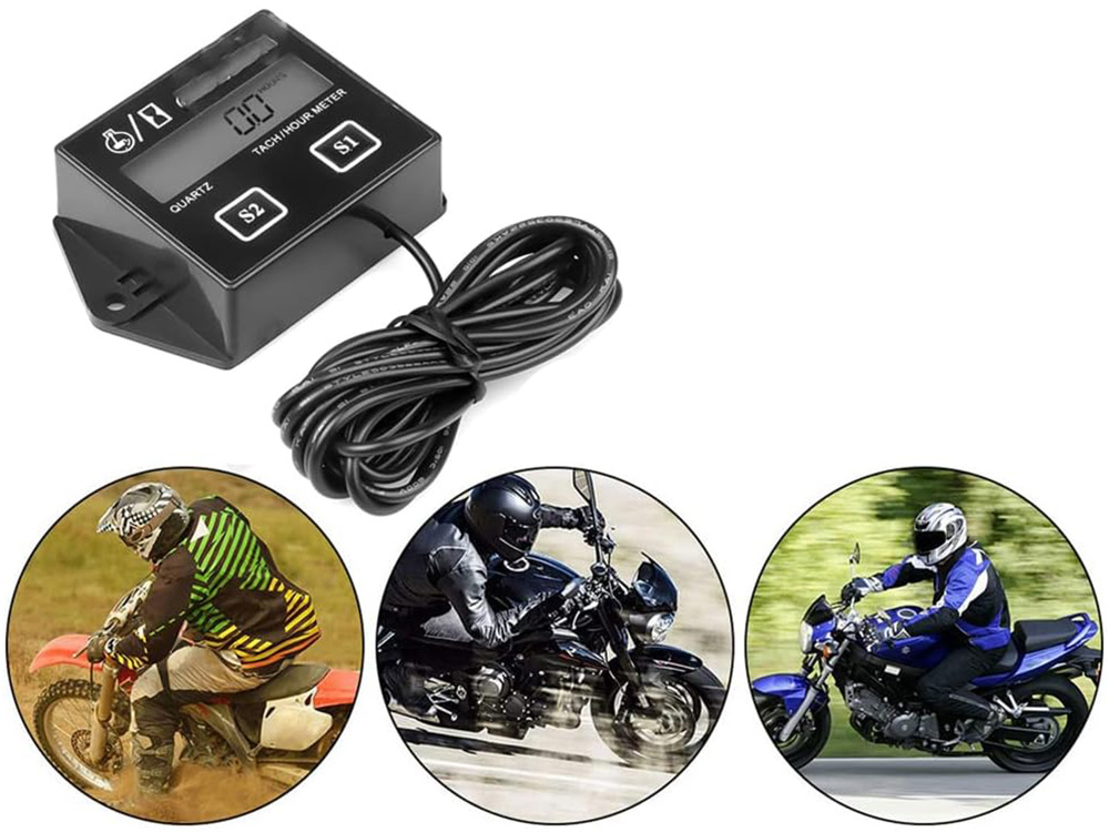 Universālais elektroniskais tahometrs, motora stundu skaitītājs (mērītājs) 2T/4T | Tach Hour Meter (1)