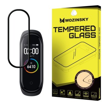 Xiaomi Mi Band 6 / Mi Band 5 Lokāms Aizsargstikls 5D, Melns Pilna Pārklājuma | Tempered Glass Screen Protector [Full...