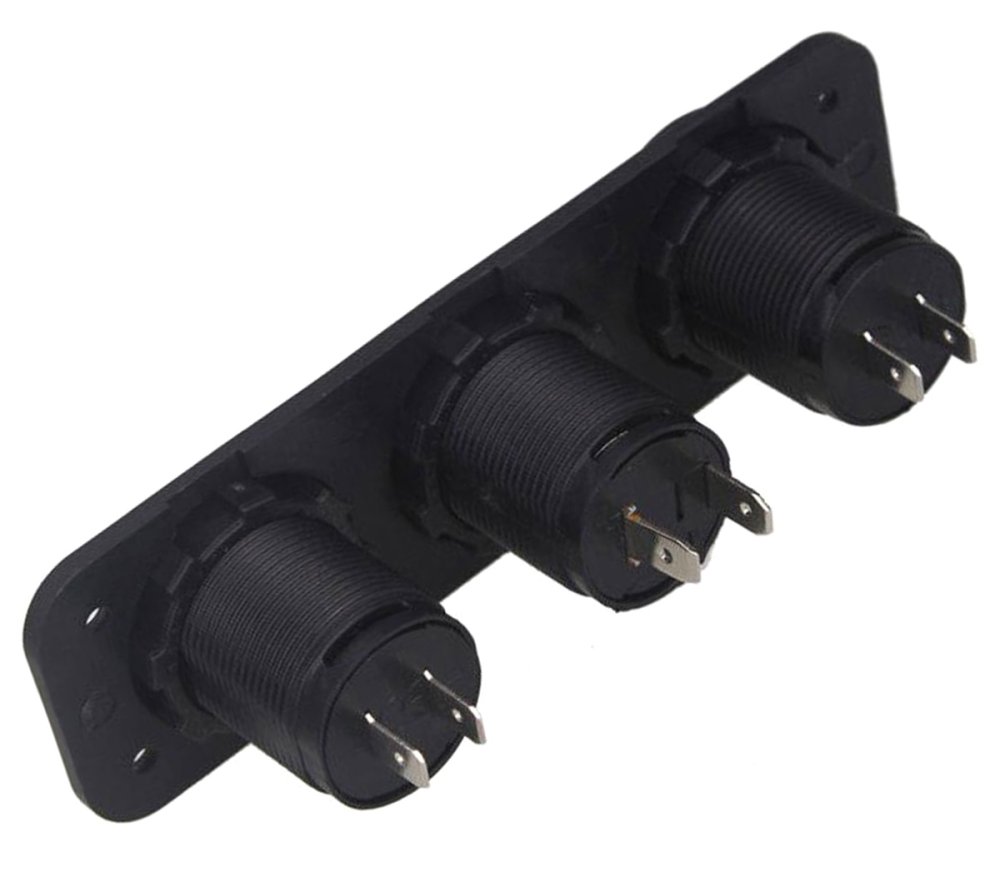 Ūdensizturīga 12V piepīpētāja ligzda ar USB lādētāju un voltmetru, melna (2)