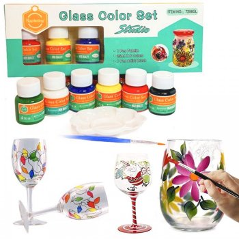 Krāsas gleznošanai uz stikla, keramikas un porcelāna, 6gab. x 25ml | Color Paints for Glass, Ceramics and Porcelain