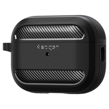 Apple Airpods Pro 1 / 2 Spigen Rugged Armor Case Cover, Black | Austiņu Maciņš Vāks Apvalks Bampers