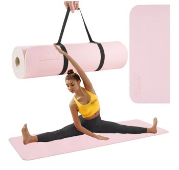 4Fizjo Sporta vingrošanas paklājs, jogas fitnesa TPE paklājiņš - 180x60x1cm, Rozā | Fitness Yoga Exercise Mat