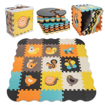 Bērnu Spēļu Grīdas Puzle Daudzkrāsainas Paklājiņš Dzīvnieki - 25 Elementi, 30x30cm, EVA putas | Kids Foam Floor Puzzle Mat Animals