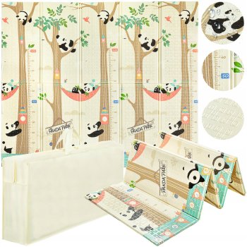 4Fizjo Attīstošs divpusējs rotaļu spēļu XPE putu paklājs bērniem, Panda/Lapsa - 200x180 cm | Double-sided Foam Play Mat for Kids