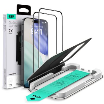 Apple iPhone 17 Pro 6.3'' ESR UltraFit Tempered Glass Screen Protector, Black, 2 pcs. | Telefona Ekrāna Aizsargstikls ( Pilna Pārklājuma ) 2 gab.