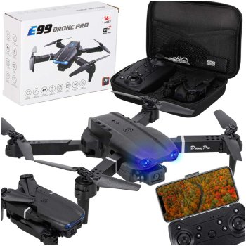 Tālvadības drons E99 Pro ar dubulto 720P kameru un somu, grafīta