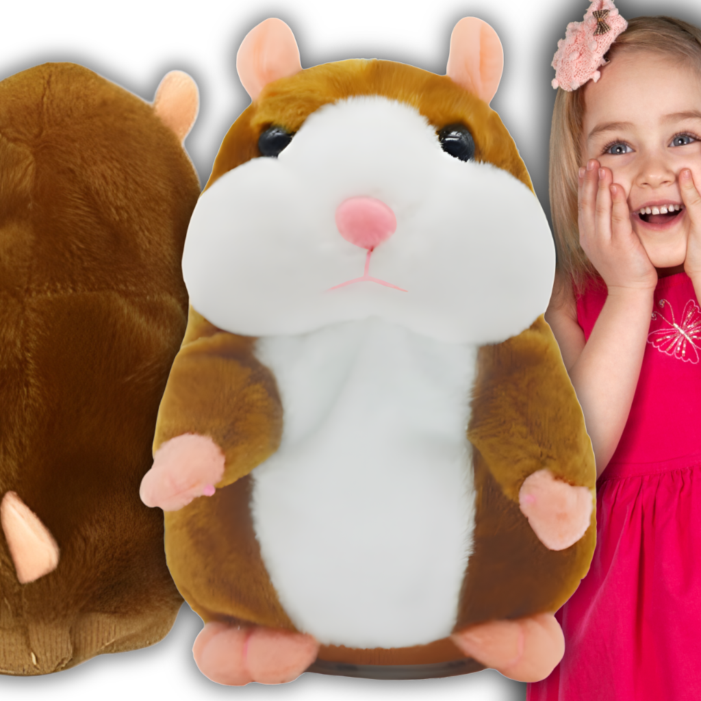 Plīša kāmis, interaktīva runājoša muzikāla rotaļlieta, kas atkārto balsi, 15x11x9cm | Interactive Voice-Repeating Talking Musical Toy Plush Hamster