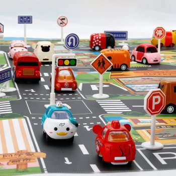 Bērnu Plāns Paklājs ar Ceļa zīmēm, 130 x 100 cm | Children's Slim Mat Carpet with Road Signs, 130 x 100 cm
