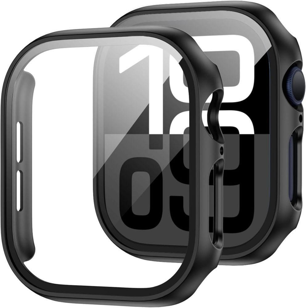 Tech-Protect Defense360 aizsargstikla korpuss ar rūdītu stiklu Apple Watch 10 (46 mm) - Melns | Tempered Glass Case for (46mm) Black