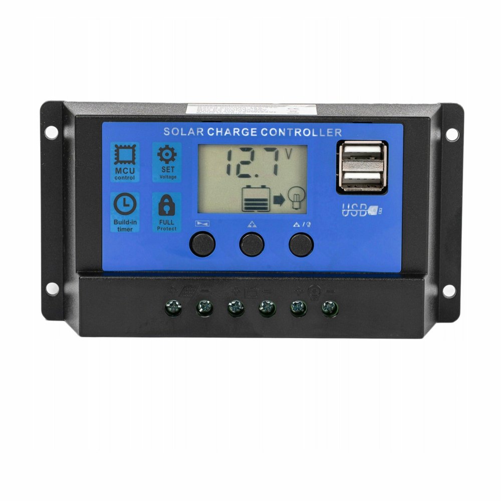 Saules uzlādes regulators 40A 12V 24V PWM kontrolieris ar LCD displeju un 2 USB (0)