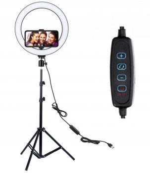 Gredzenveida Riņķa Lampas LED Gaismas Komplekts ar Statīvu 2,2m un Telefona Turētāju | Ring Light Tripod Phone Mount Photo Video Tiktok