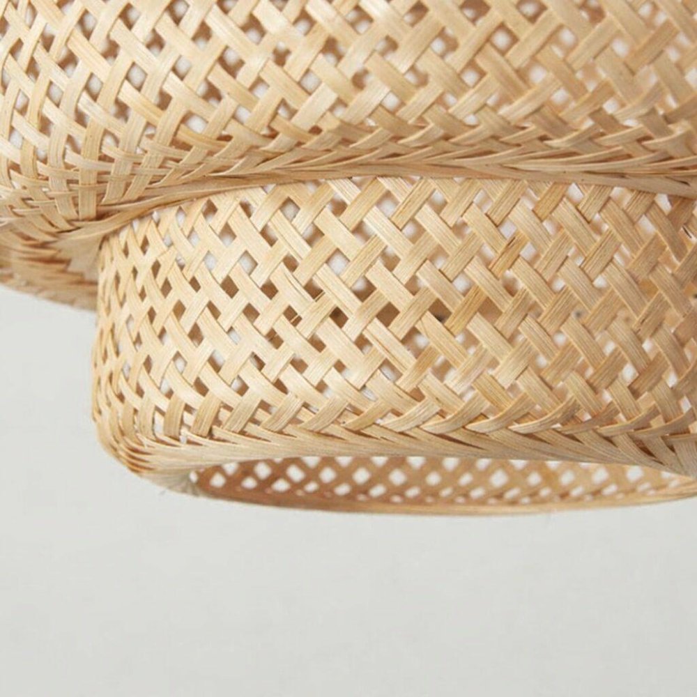 Bambusa piekaramā lampa Boho stila 40cm E27, bēša (1)