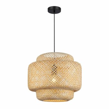Bambusa piekaramā lampa Boho stila 40cm E27, bēša