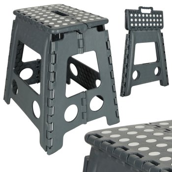 Saliekamā taburete, pakāpiens virtuvei, bērnistabai vai vannas istabai, 39 cm, Tumši pelēks | Folding Anti-slip Step Stool