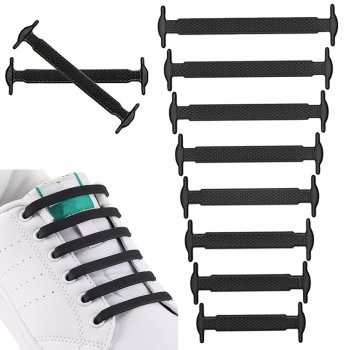 Silikona Elastīgas Apavu Auklas Bez Sasiešanas, 16 gab | Silicone Elastic Shoelaces without Binding
