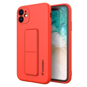 Apple Iphone 11 Pro 5.8" Wozinsky Flexible Silicone Kickstand Case Cover, Red | Silikona Vāciņš Maciņš Apvalks...