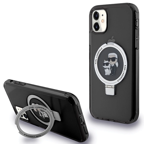 Apple iPhone 11 6.1" Karl Lagerfeld Ring Stand Karl&Choupette MagSafe Case Cover, Black | Telefona Maciņš Vāks...