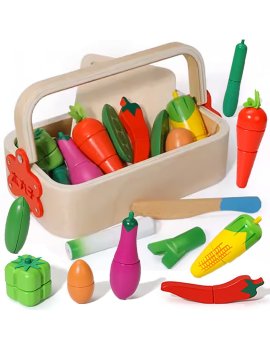 Bērnu Rotaļu Koka Griežamie Magnētiskie Dārzeņi Groziņā | Kids Toy Wooden Magnetic Vegetables
