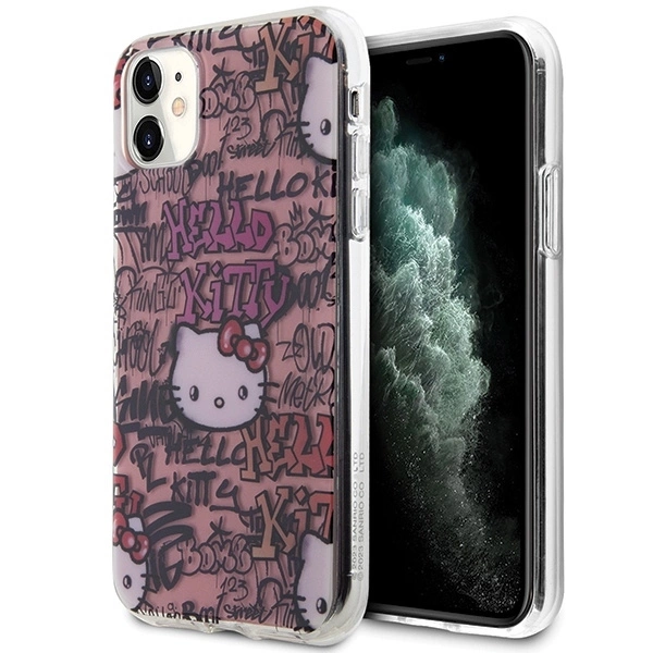 Apple iPhone 11 6.1'' Hello Kitty IML Tags Graffiti Cover Case, Pink | Telefona Maciņš Vāciņš Apvalks Bampers