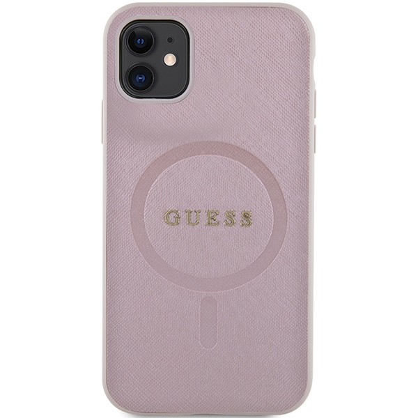Guess GUHMN61PSAHMCP korpuss priekš iPhone 11 / Xr - rozā Saffiano MagSafe | case for pink (1)