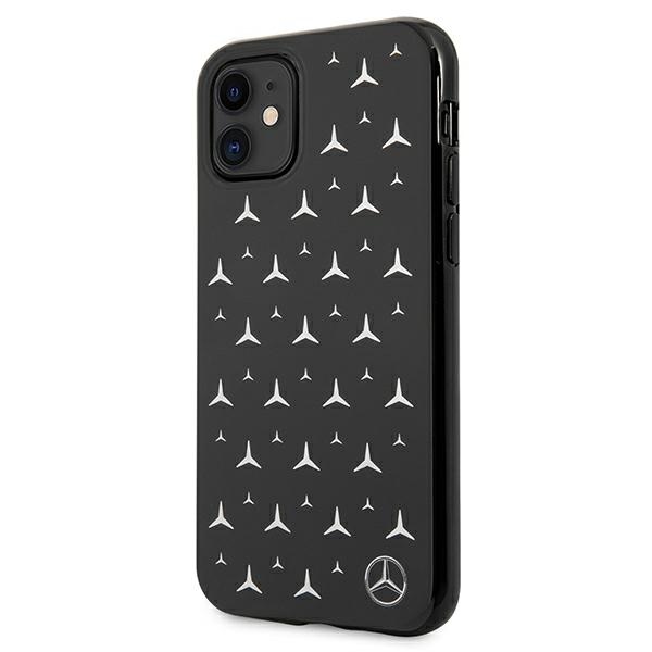 Mercedes iPhone 11 / Xr vāciņš Silver Stars Pattern, melns (0)