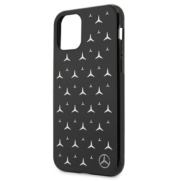 Mercedes iPhone 11 / Xr vāciņš Silver Stars Pattern, melns (1)