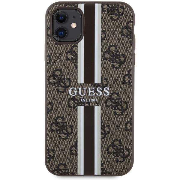 Apple iPhone 11 6.1'' Guess 4G Printed Stripes MagSafe Case Cover (GUHMN61P4RPSW), Brown | Telefona Maciņš Vāks... (1)