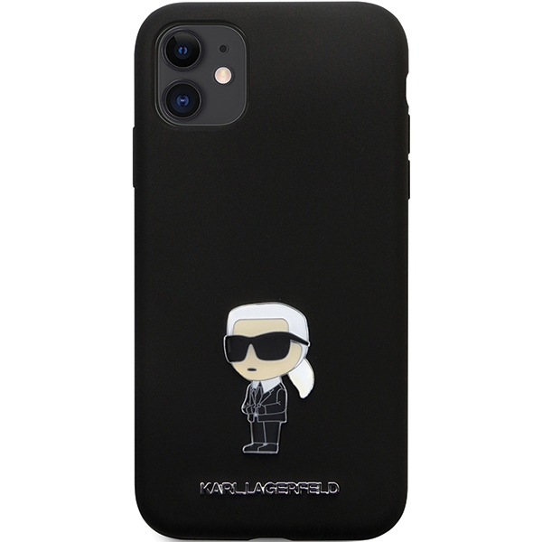 Apple iPhone 11 6.1" Karl Lagerfeld Silicone Ikonik Metal Pin Case Cover (KLHCN61SMHKNPK), Black | Telefona Maciņš... (1)