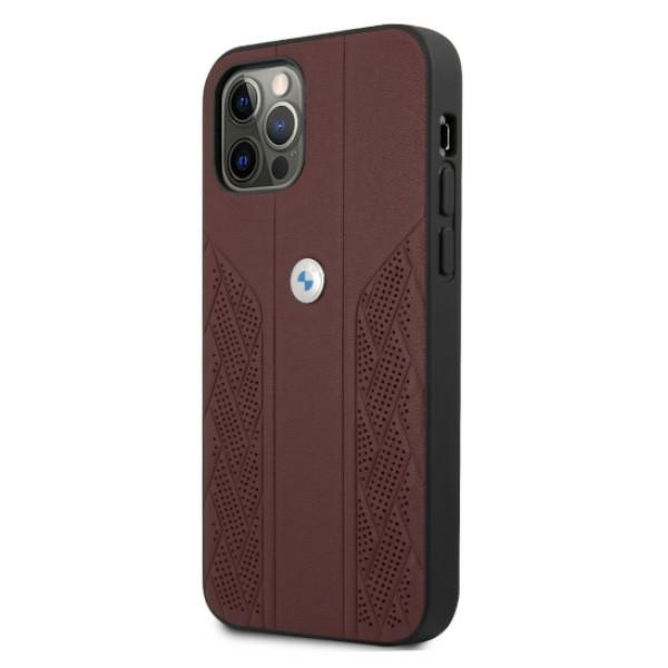 Apple iPhone 12 / 12 Pro 6,1" BMW Leather Curve Perforate Sides Case Cover (BMHCP12MRSPPR), Red | Telefona Maciņš... (0)