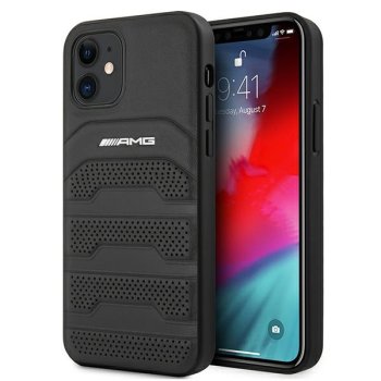 Apple iPhone 12 mini 5.4'' AMG Leather Debossed Lines Case Cover (AMHCP12SGSEBK), Black | Telefona Maciņš Vāks...