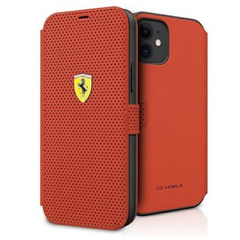 Ferrari iPhone 12 mini atlokāms maciņš On Track Perforated, sarkans