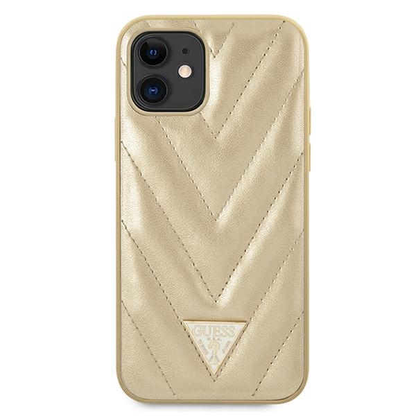 Apple iPhone 12 mini 5.4'' Guess V-Quilted Collection Case Cover (GUHCP12SPUVQTMLBE), Gold | Telefona Maciņš Vāks... (1)