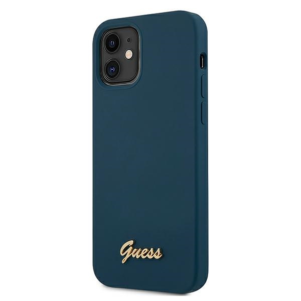 Apple iPhone 12 mini 5.4'' Guess Metal Logo Script Case Cover (GUHCP12SLSLMGBL), Blue | Telefona Maciņš Vāks Apvalks... (0)