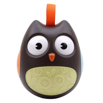 Bērnu Attīstošā Neapgāžamā Taktīlā Maņu Rotaļlieta Grabulis "Pūce", Melns | Kid's Tumbler Toy Rattle "Owl"