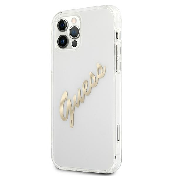 Apple iPhone 12 Pro Max 6.7'' Guess Vintage Script Gold Case Cover (GUHCP12LKTRSVGO), Transparent | Telefona Maciņš... (0)
