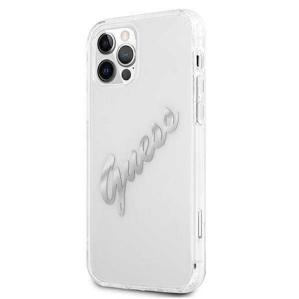 Apple iPhone 12 Pro Max 6.7'' Guess Vintage Script Silver Case Cover (GUHCP12LKTRSVSI), Transparent | Telefona Maciņš... (0)