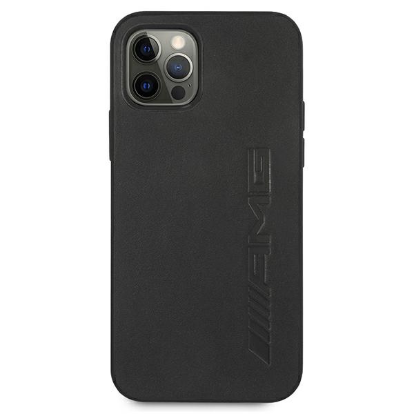 Mercedes iPhone 12 Pro Max vāciņš AMG Leather Hot Stamped, melns (1)