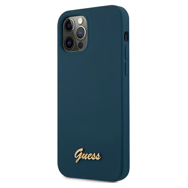 Apple iPhone 12 Pro Max 6.7'' Guess Metal Logo Script Case Cover (GUHCP12LLSLMGBL), Blue | Telefona Maciņš Vāks... (0)