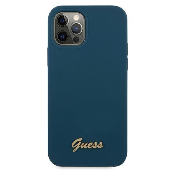 Apple iPhone 12 Pro Max 6.7'' Guess Metal Logo Script Case Cover (GUHCP12LLSLMGBL), Blue | Telefona Maciņš Vāks... (1)