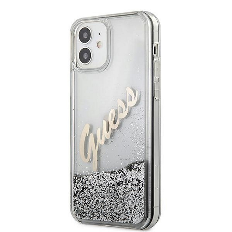 Apple iPhone 12 Pro Max 6.7'' Guess Glitter Vintage Script Case Cover (GUHCP12LGLVSSI), Silver | Telefona Maciņš... (0)