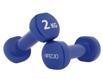 4Fizjo Vinila Hanteles Svars Fitnesam Aerobikai Sporta Spēka Treniņiem 2 x 2 kg, ZIls | Neoprene Dumbbells Weight for Fitness Aerobics