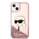 Karl Lagerfeld Glitter Karl\'s Head vāciņš iPhone 14 Plus / 15 Plus - rozā