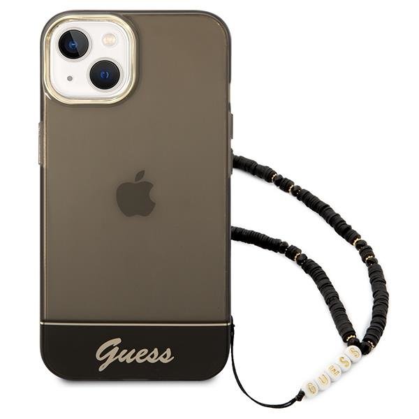 Guess Translucent Pearl Strap vāciņš iPhone 14 Plus, melns (0)