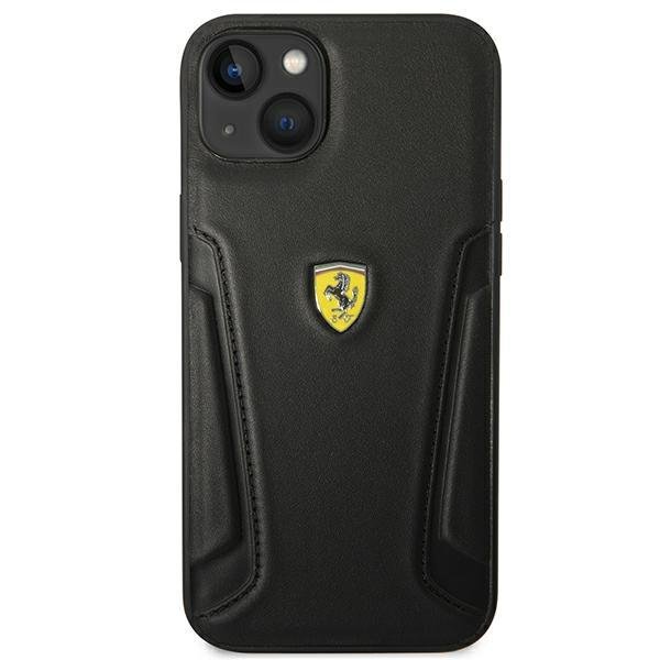 iPhone 14+ Plus Ferrari Telefona Maciņš Vāciņš Apvalks Bampers, Melns | Leather Stamp Sides Hard Case Cover... (1)