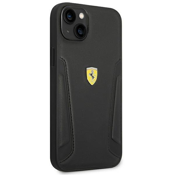 iPhone 14+ Plus Ferrari Telefona Maciņš Vāciņš Apvalks Bampers, Melns | Leather Stamp Sides Hard Case Cover... (2)