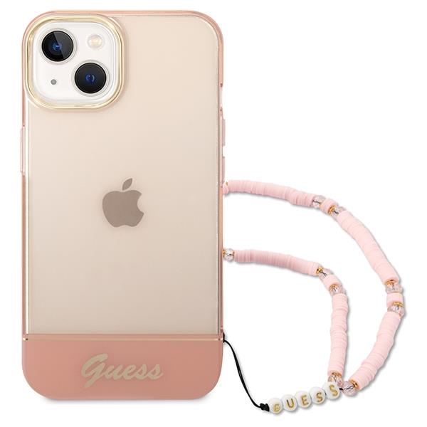 Apple iPhone 14 Plus 6.7'' Guess Translucent Pearl Strap Case Cover (GUHCP14MHGCOHP), Pink | Telefona Maciņš Vāks... (0)